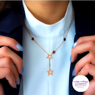 گردنبند زنانه ستاره استیل طلایی رنگ ثابت کد ۱۲۱۲۶