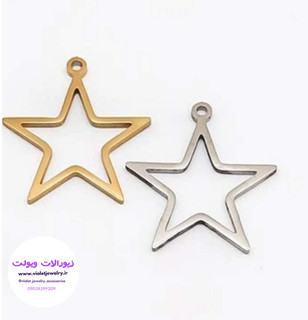 پلاک تک استیل ستاره دو رنگ طلایی و نقره ای سایز کوچک کد ۴۰۵۲